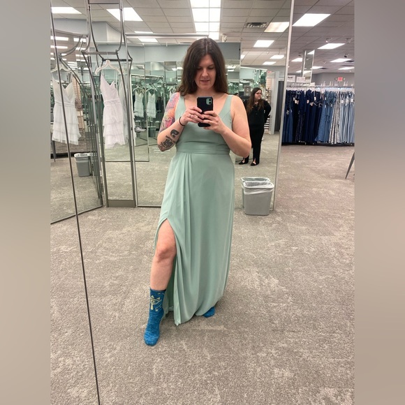 Davids Bridal Sage Bridesmaid Dress - Picture 4 of 5